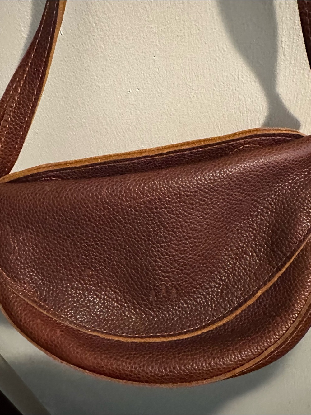 Portland leather goods small Koala Brown Pebbled Leather Crossbody Bag